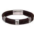 Genuine leather strap with structure, dark brown, stainless steel clasp, with individual engraving