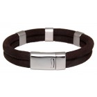 Genuine leather strap with structure, dark brown, stainless steel clasp, with individual engraving