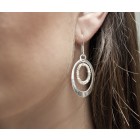 Earrings oval 925 silver, small clear crystals