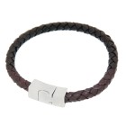 Leather bracelet STR-BCBR-40 dark brown with snap clasp
