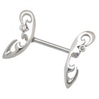 Nipple piercing surgical steel with a fine tribal motif made of silver, crystal color selectable