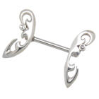 Nipple piercing surgical steel with a fine tribal motif made of silver, crystal color selectable
