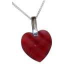 Red heart zirconia with silver chain