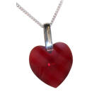 Red heart zirconia with silver chain