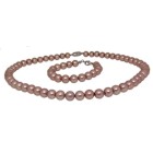 Necklace with bracelet consisting of patent pearls in antique rose