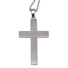 Cross-shaped pendant made of stainless steel with carbon inlay