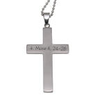 Cross-shaped chain pendant made of stainless steel with carbon inlay and engraving of your choice on the back