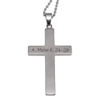 Cross-shaped chain pendant made of stainless steel with carbon inlay and engraving of your choice on the back