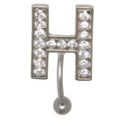 Belly button banana in ABC design with set zircon, 1.6x6mm / 1.6x8mm / 1.6x10mm / 1.6x12mm / 1.6x14mm