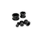 316L black surgical steel plugs in 5 sizes, with laser motif stars