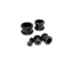316L black surgical steel plugs in 5 sizes, with laser motif stars