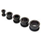 316L black surgical steel plugs, with laser motif triangles