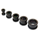 316L black surgical steel plugs, with laser motif triangles