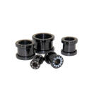 316L black surgical steel plugs, with laser motif triangles