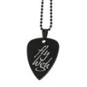 Pendant plectrum made of stainless steel PVD black coated with individual engraving