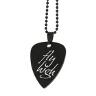 Pendant plectrum made of stainless steel PVD black coated with individual engraving