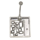 Belly button piercing in retro style square with 925 silver design 1.6x6mm / 1.6x8mm / 1.6x10mm / 1.6x12mm