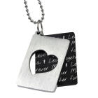 Two-piece stainless steel pendant with heart cut-out and personal engraving