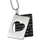 Two-piece stainless steel pendant with heart cut-out and personal engraving