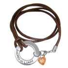 Real leather bracelet antique gold with crystal heart and disc with individual engraving 17cm / 18cm / 19cm / 20cm / 21cm / 22c