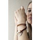 Real leather bracelet antique gold with crystal heart and disc with individual engraving 17cm / 18cm / 19cm / 20cm / 21cm / 22c