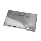 With a gentle swing - business card case made of matted stainless steel with individual engraving