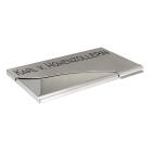 With a gentle swing - business card case made of matted stainless steel with individual engraving