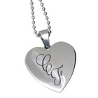 Heart-shaped steel pendant 27x27mm matt silver with desired engraving