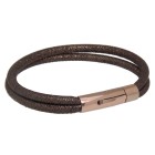 Bracelet made of nappa leather STR-BR2-06, double, clasp stainless steel rose gold