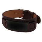 Leather strap dark brown STR-BCBRK-O with PVD-coated engraving plate, adjustable in size