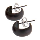 Ear studs in stainless steel with a matt black PVD coating