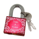Red aluminum lock - love lock with desired engraving 50mm