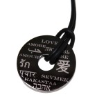 Pendant donut stainless steel PVD black engraving love in different languages