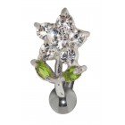 Bauchnabel Piercing Blume Silber Chirurgenstahl Kristalle