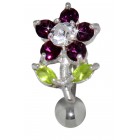 Bauchnabel Piercing Blume Silber Chirurgenstahl Kristalle