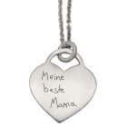 Heart-shaped silver pendant with individual engraving, 18x18mm