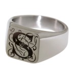 Signet ring made of stainless steel rectangular with a letter as a monogram
