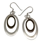 Earrings oval made of 925 silver with a finely coated element on the inside