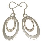 Earrings oval 925 silver, small clear crystals
