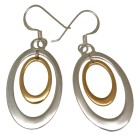 Earrings oval, 925 silver, inside with noble gold-plated layer