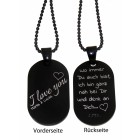 Pendant dog tag 23x38mm rounded stainless steel PVD coated black individual engraving