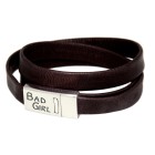 Leather bracelet dark brown double wrapped matt stainless steel with individual engraving 17cm / 18cm / 19cm / 20cm / 21cm / 22