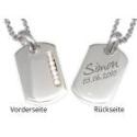 Rectangular 925 silver pendant with crystals and individual engraving