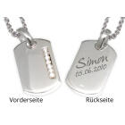 Rectangular 925 silver pendant with crystals and individual engraving