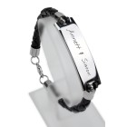 Leatherette bracelet 19.0cm with a stainless steel plate and extension