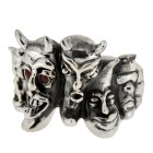 Heavy ring made of 925 sterling silver, motif demons, red crystal eyes