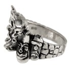 Heavy ring made of 925 sterling silver, motif demons, red crystal eyes