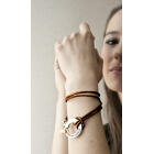 Real leather bracelet black glittering with carabiner clasp and individual engraving