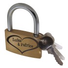Love lock 50mm wide made of brass with your desired engraving
