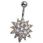 Belly button piercing with 925 silver flower motif 605